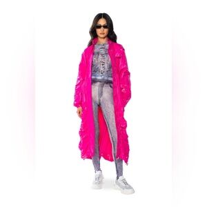 NWT AKIRA Hot Pink Long Nylon Jacket